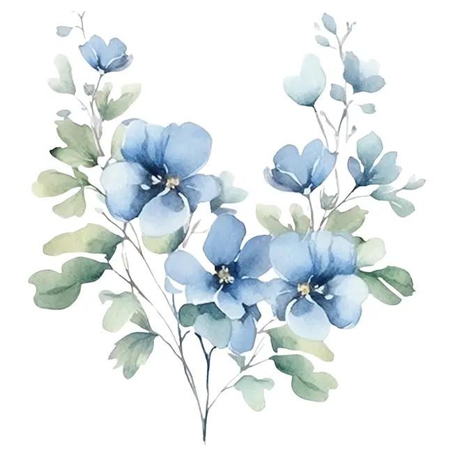boquet of blue watercolor flowers
